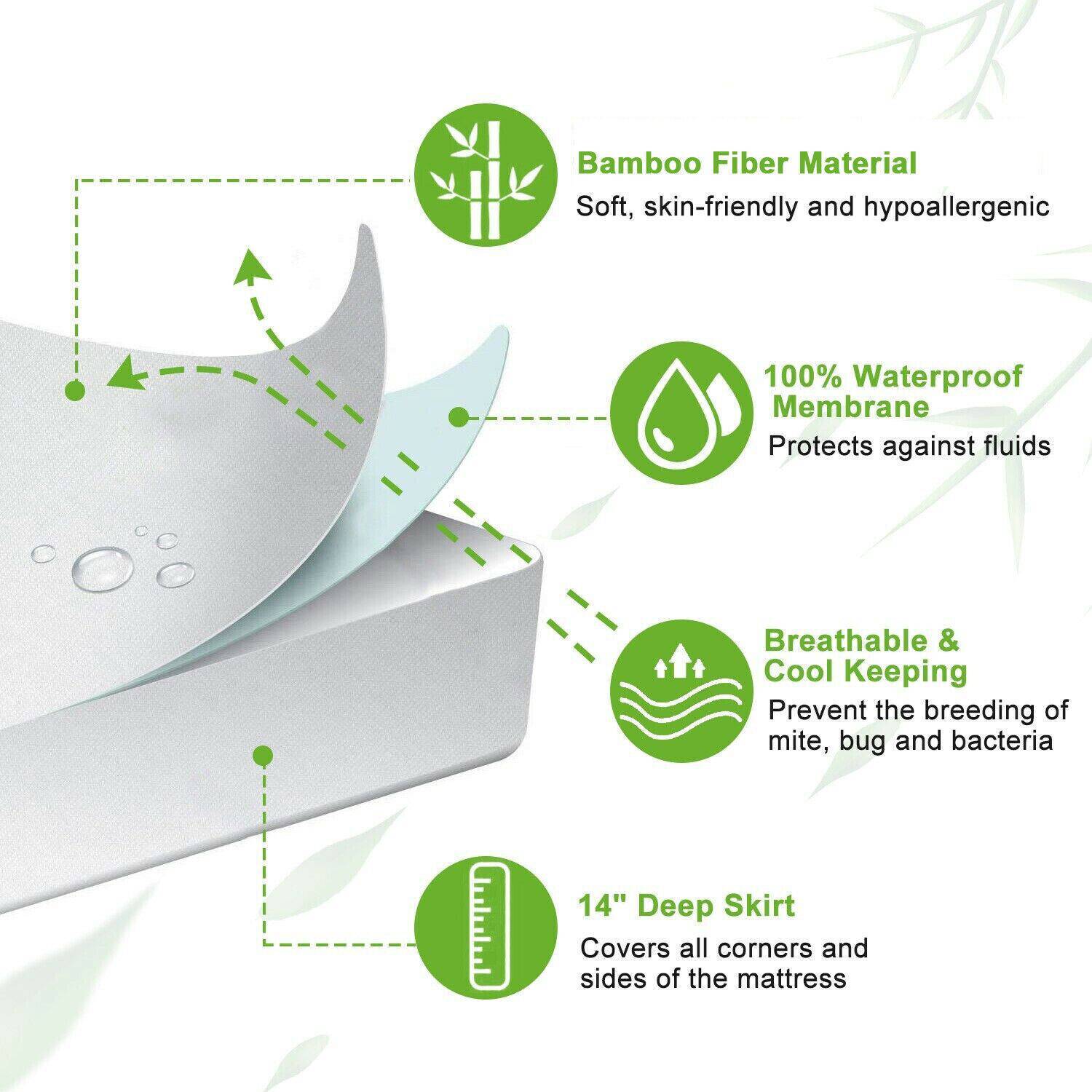 Waterproof Bamboo Fully Fitted Mattress Protector